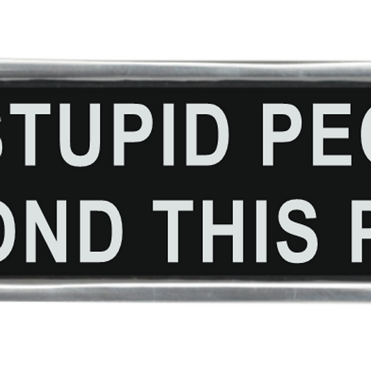 20CM ALUMINIUM NO STUPID PEOPLE SIGN