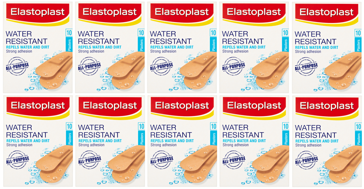 10 x Elastoplast Water Resist Plasters 10 Pack