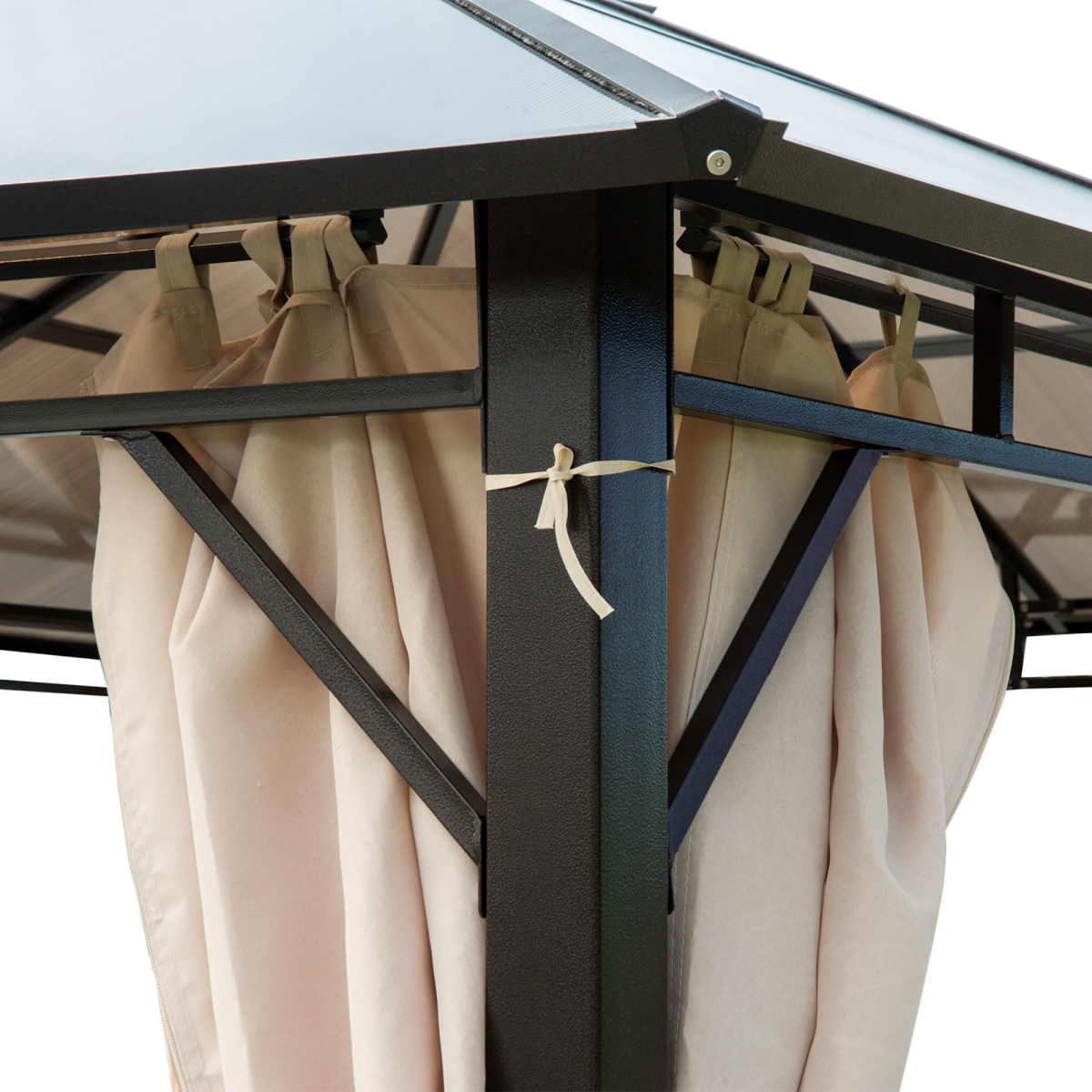 3.6x3(m) Hardtop Gazebo Garden Pavilion w/ Polycarbonate Roof, Brown Outsunny