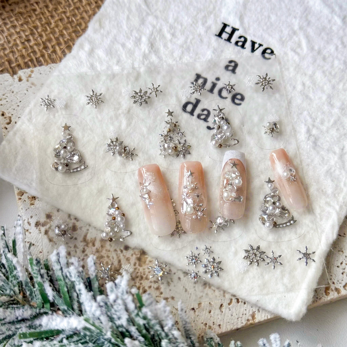 Hello Claws | Silver Christmas Tree Nail Deco Sticker