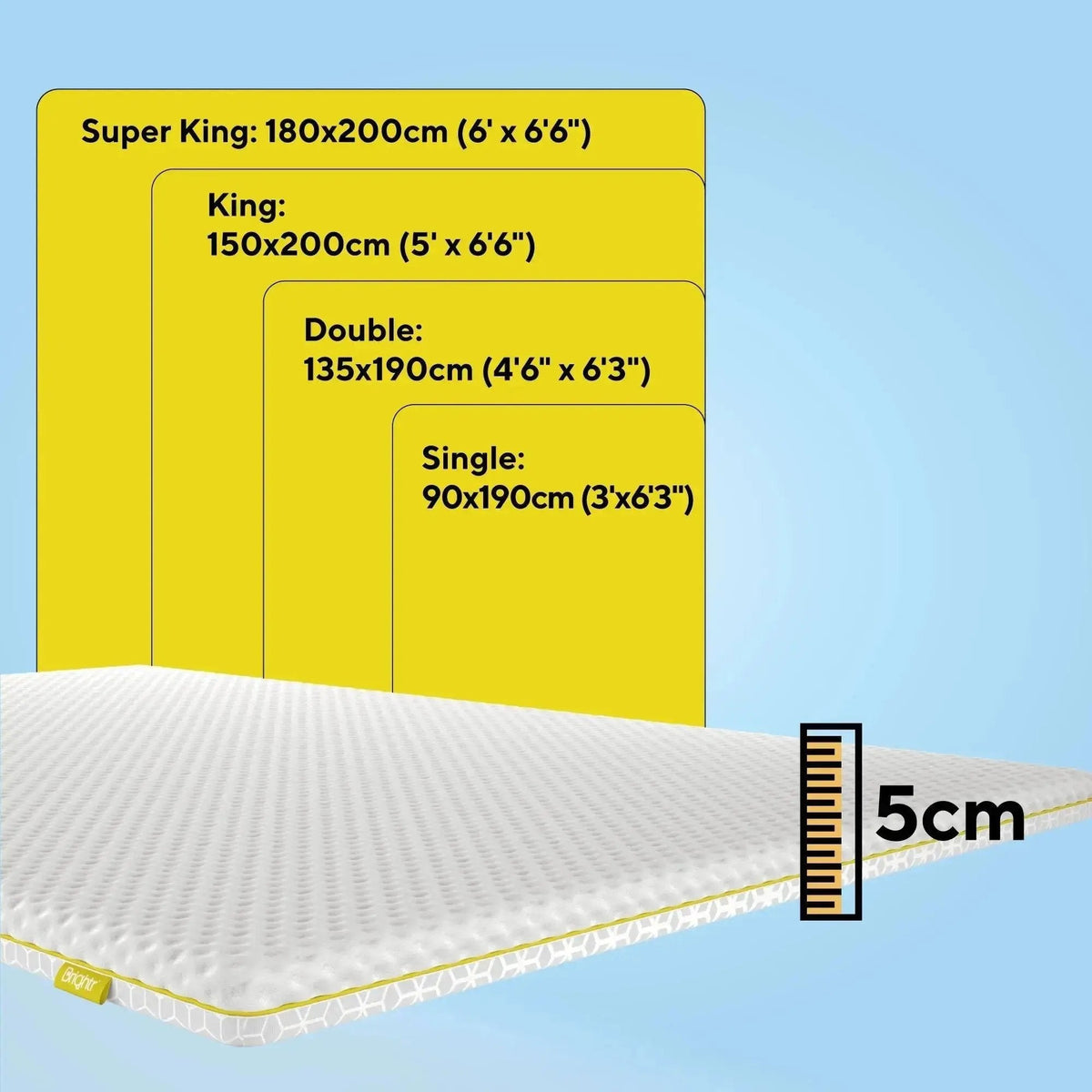 Brightr® Aurora Best Memory foam Mattress Topper for Back Pain, 5cm