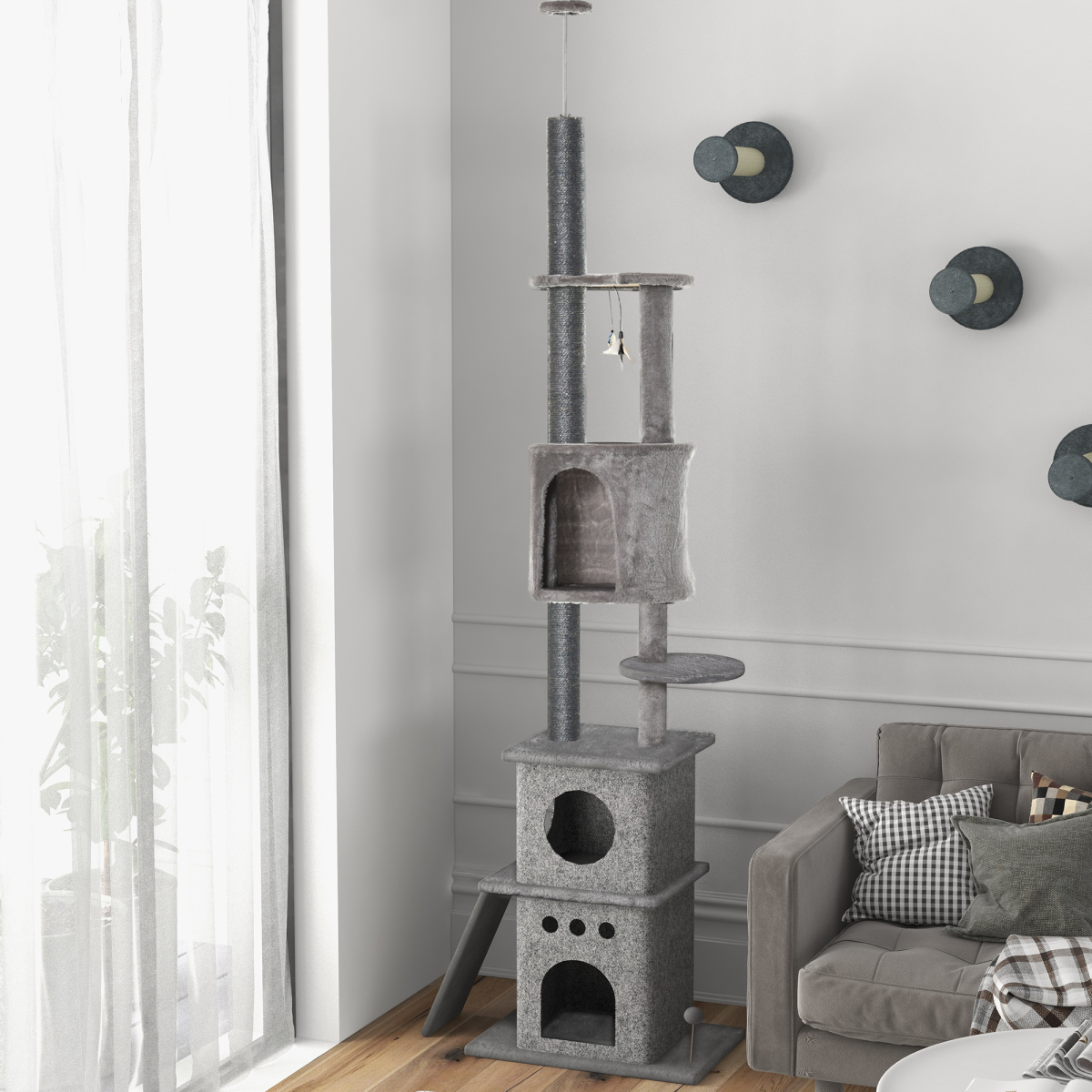 Huge Cat Tree Floor to Ceiling Kitten Climbing  Activity Center Multi-level