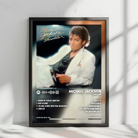 Michael Jackson "Thriller  " Album Cover Poster - with Complete Tracklist