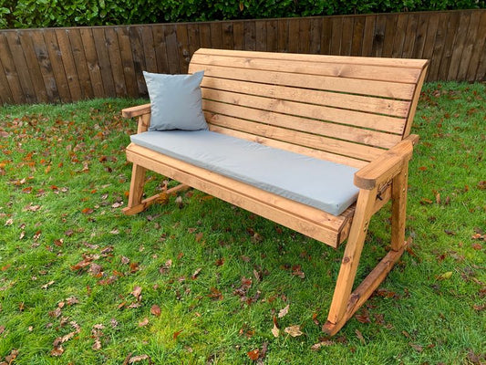 Charles Taylor Trading Three Seater Rocker Bench With Grey Cushion Brown