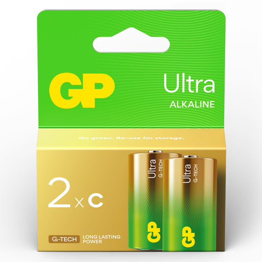 GP Ultra Alkaline C Batteries - Pack of 2