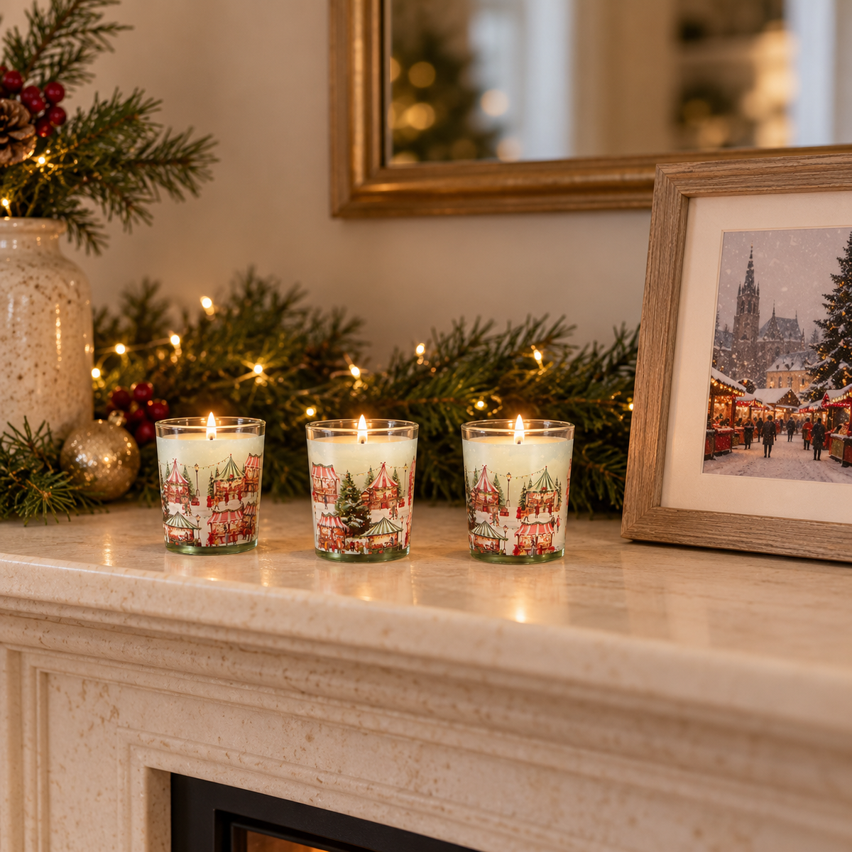 Set of 3 Christmas Cinnamon Candle Gift Set