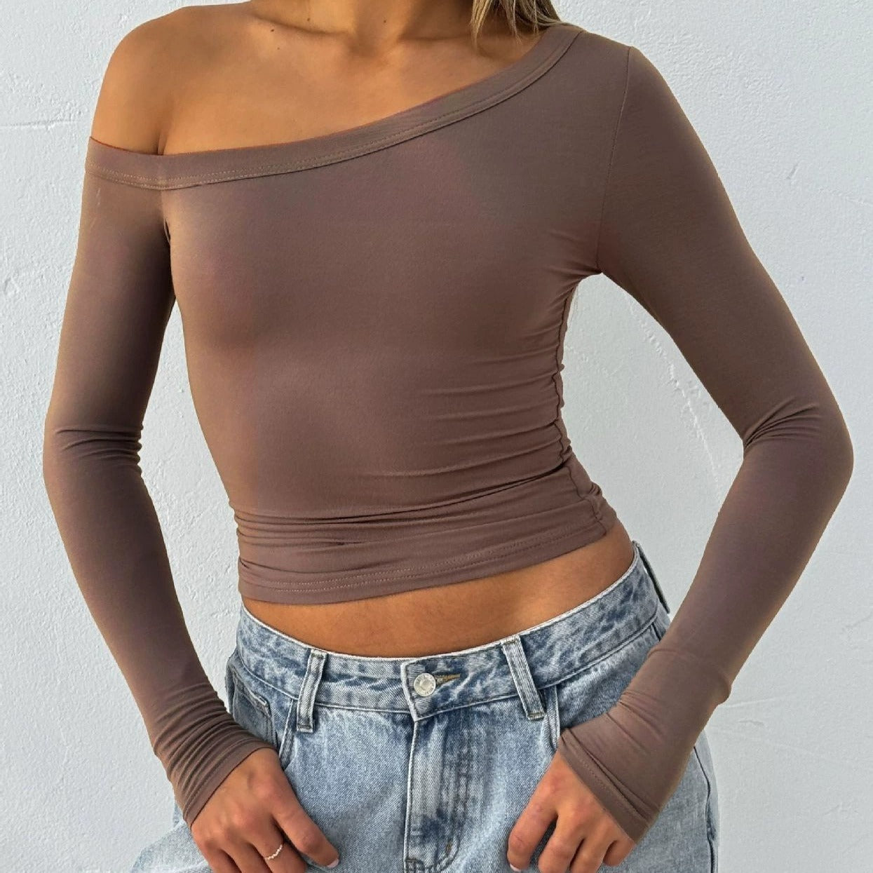 Women's Pure Color All-matching Shoulder Long-sleeved Knitted Cardigan