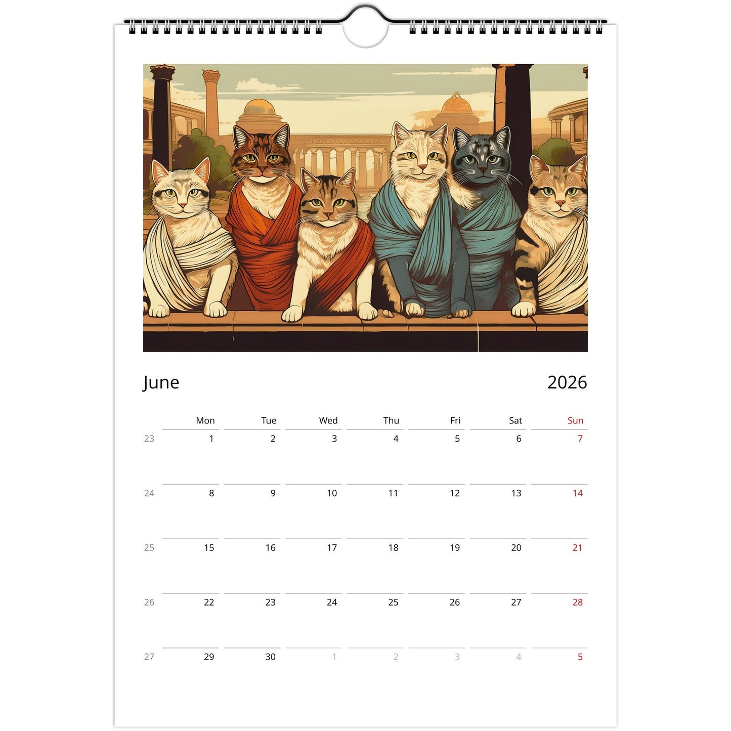 Ancient Roman Cats Wall Calendar – Vintage Feline Art, Eco-Friendly Gift for Cat Lovers 🐾🕌