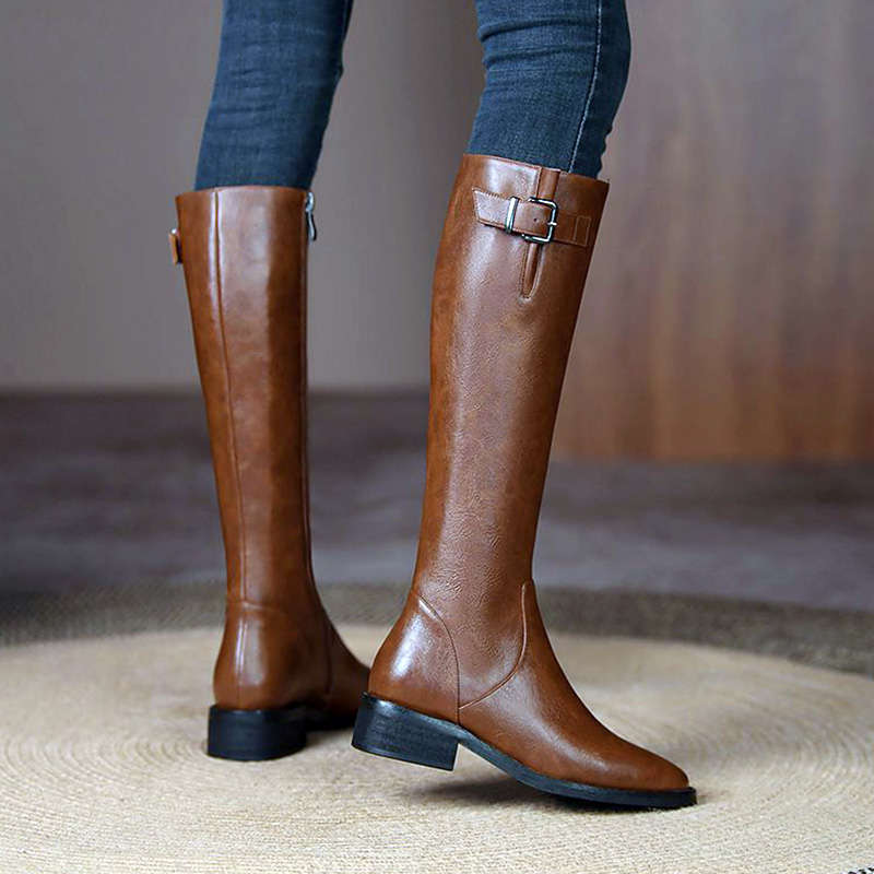 High-grade Below The Knee Slimming Chunky Heel Knight