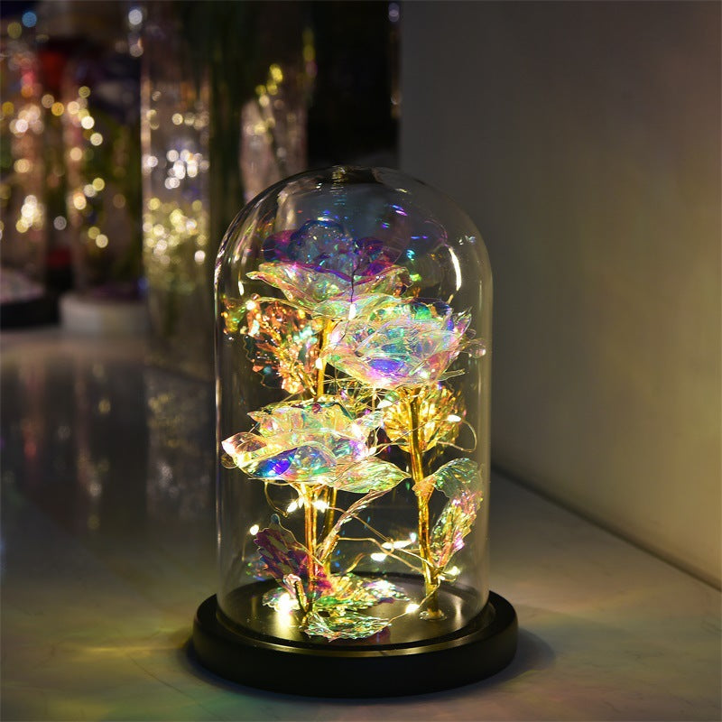 24k Gold Foil Rose Glass Cover Luminous Valentine's Day Christmas Gift