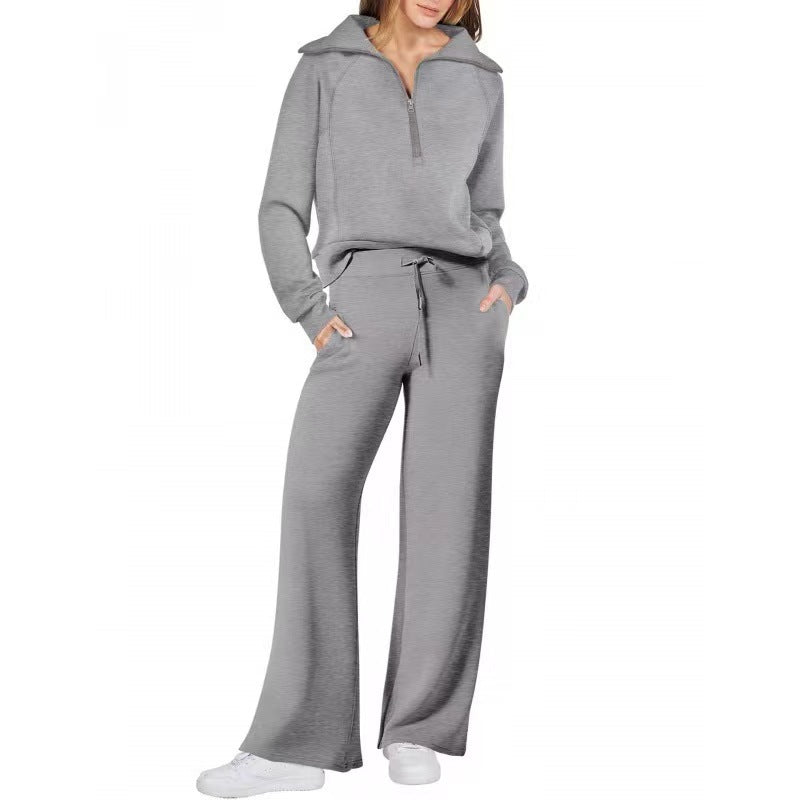 Europe And America Foreign Trade Autumn And Winter Fashion Casual Sport Two-piece Set For Women
