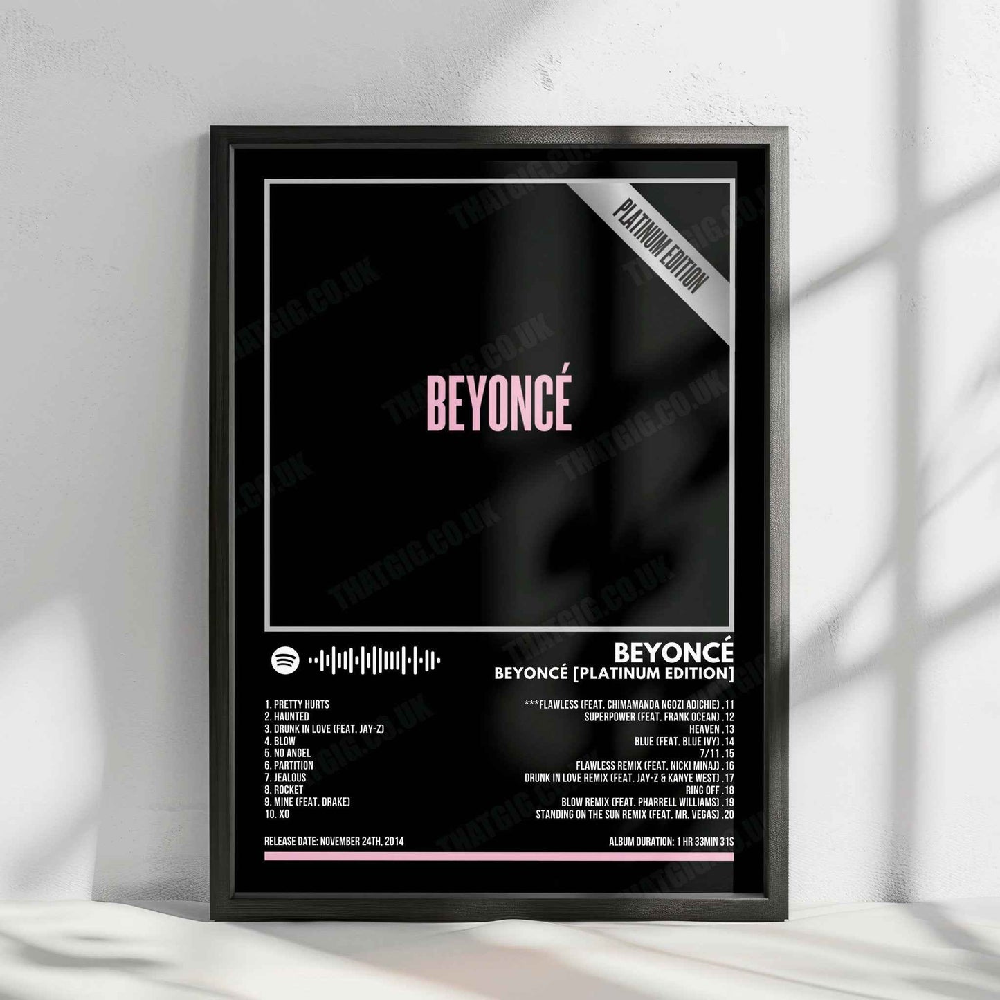Beyoncé "Beyoncé (Platinum Edition)" Album Cover Poster - with Complete Tracklist