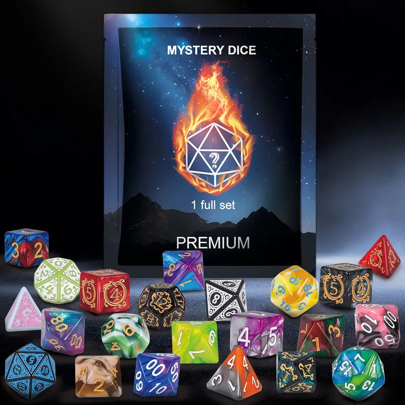 Mystery D&D Dice Blind Bag 7pc Lucky Dip, PATHFINDER TTRPG