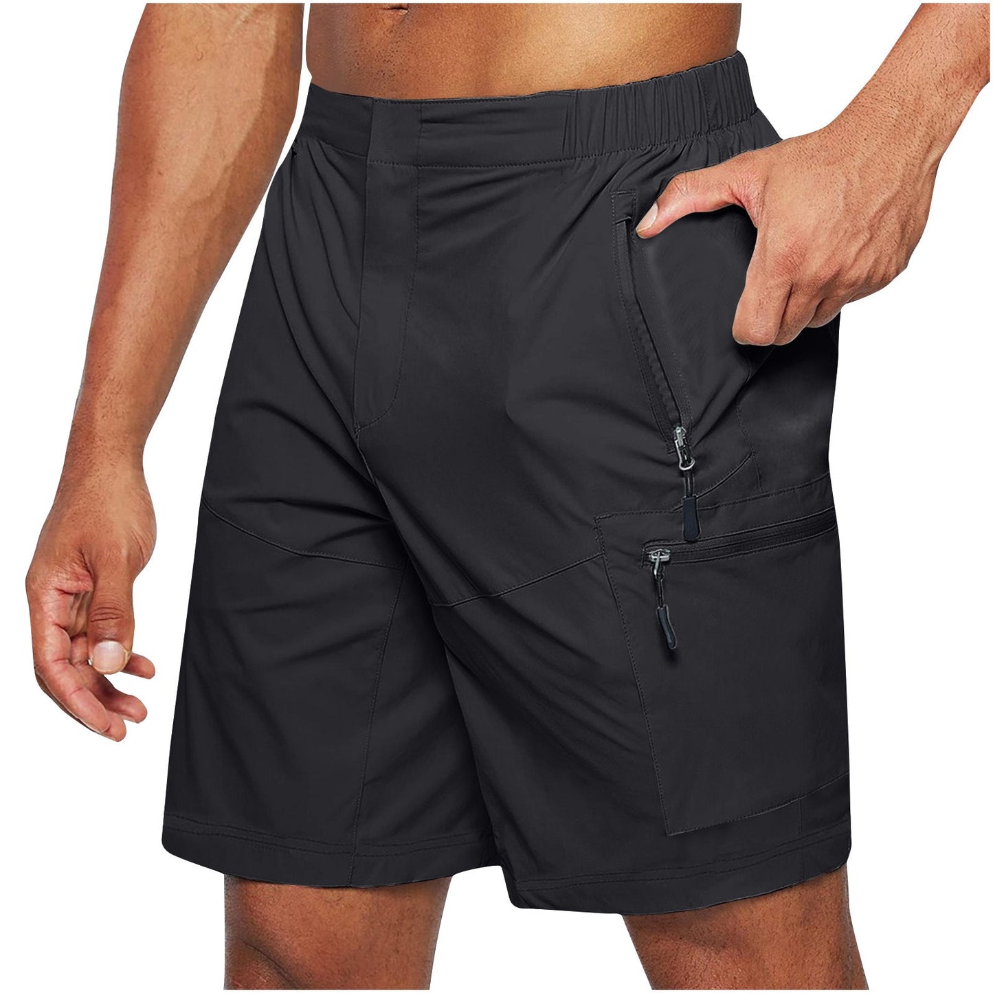 Men'S Casual Elastic Waist Strap Summer Shorts Casual Fit Fashion Outdoor Long Shorts For Men Knee-Length Straight Leg Pants Shorts