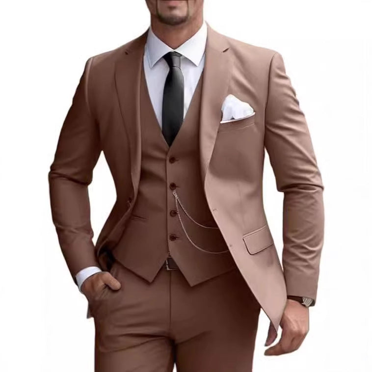 Men's Premium Slim Fit 3-Piece Business Suit - Formal Wedding Banquet Tuxedo Set