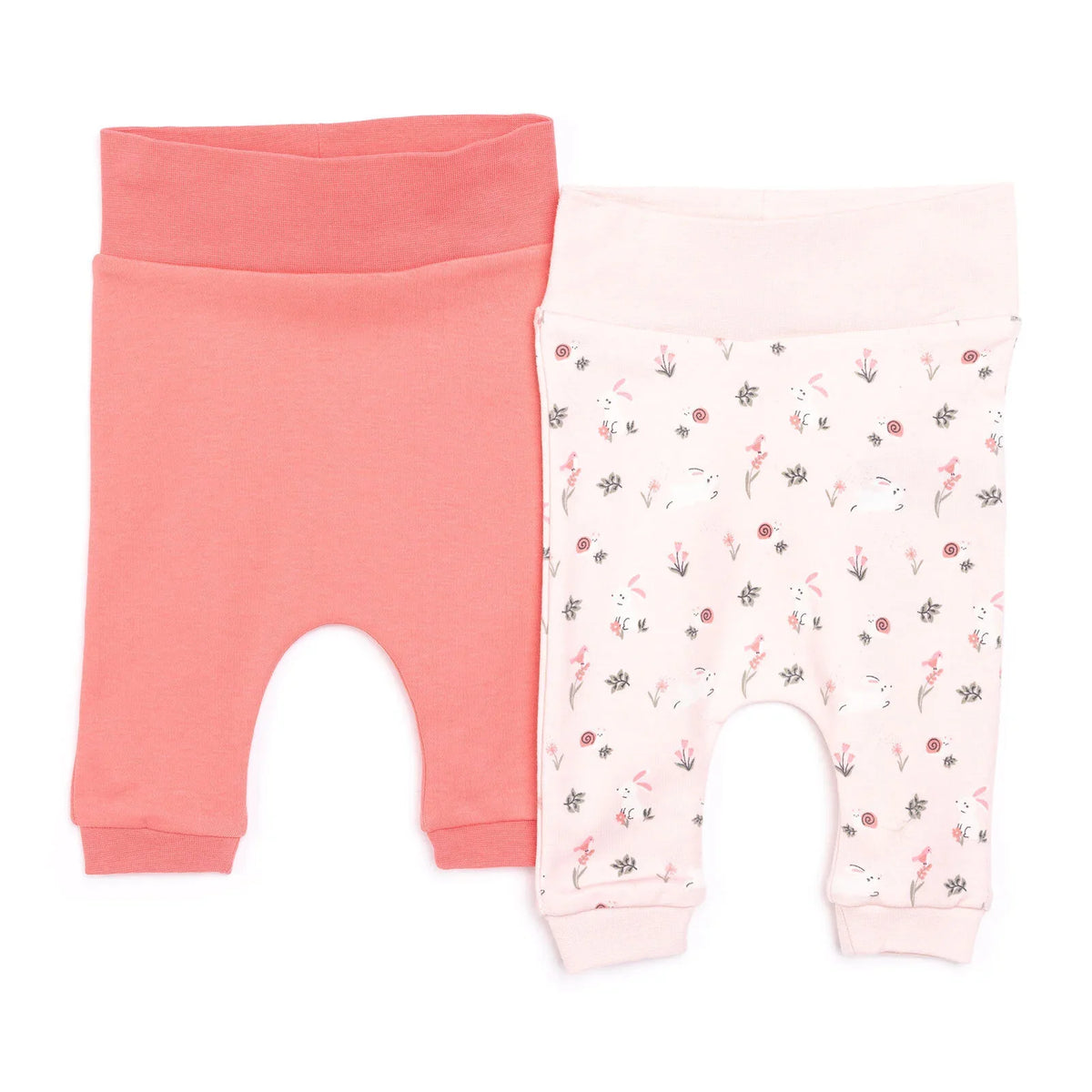 HelloBaby 2 Pack Bunny Print Footless Interlock Baby Bottoms (Newborn to 9 Months)
