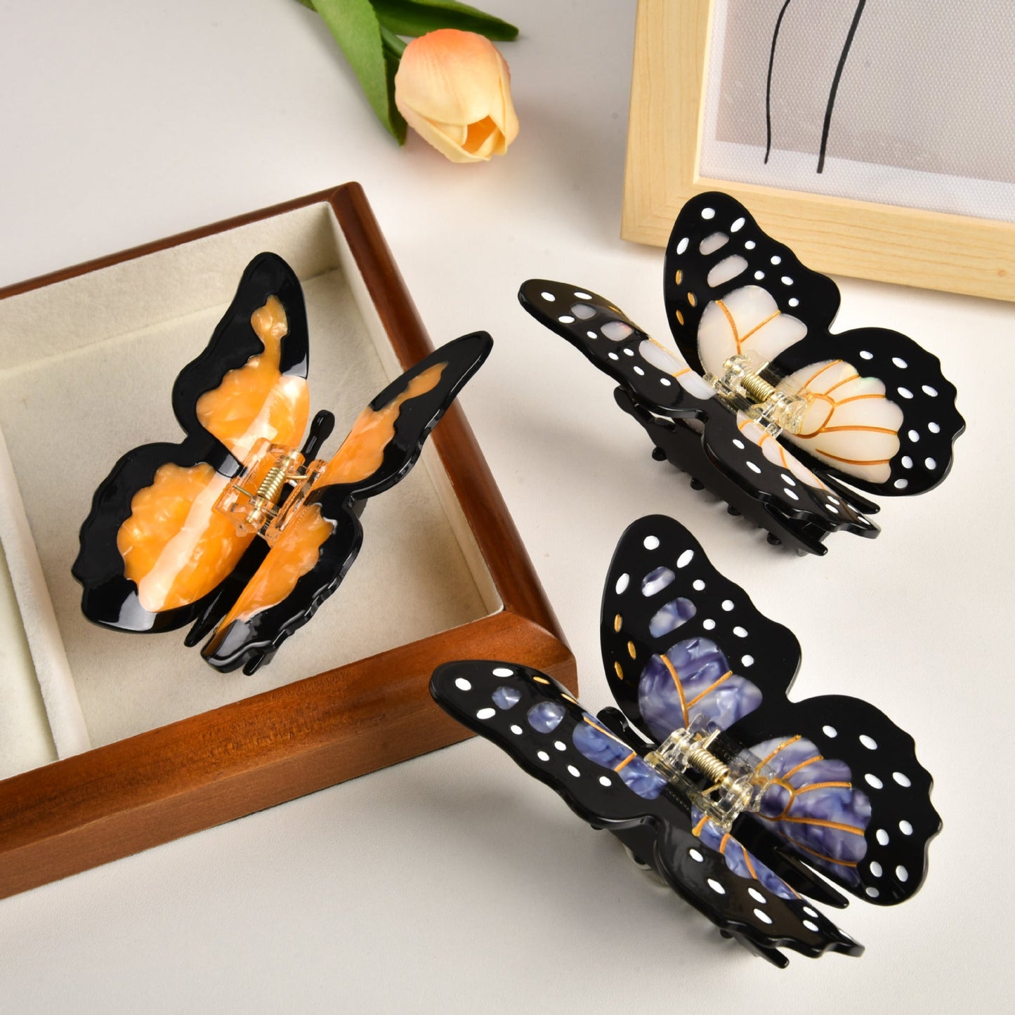 Acetate Butterfly Grip Large Sweet Hair Clip Back Spoon Updo Shark Claw
