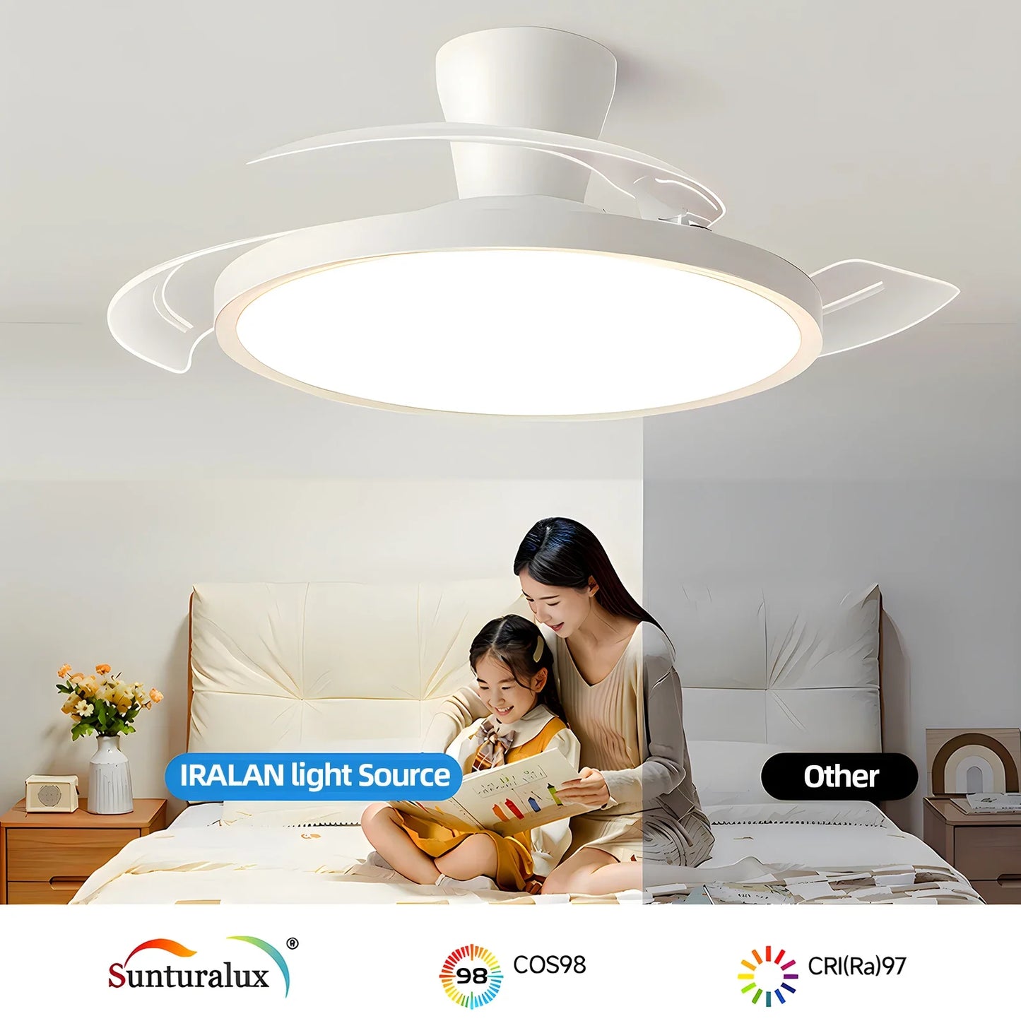Modern Invisible Ceiling Fan with LED Light DC motor Large Air