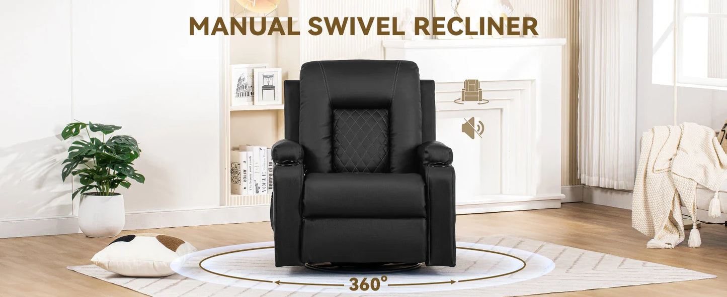 COMHOMA Recliner Armchair Rocker Reclining Chair with Massage & Heat Padded Seat Extended Footrest Oversized Swivel Lounge Sofa