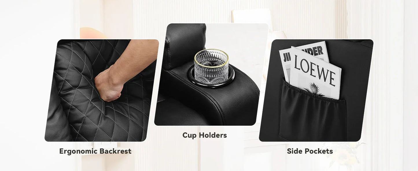 COMHOMA Recliner Armchair Rocker Reclining Chair with Massage & Heat Padded Seat Extended Footrest Oversized Swivel Lounge Sofa