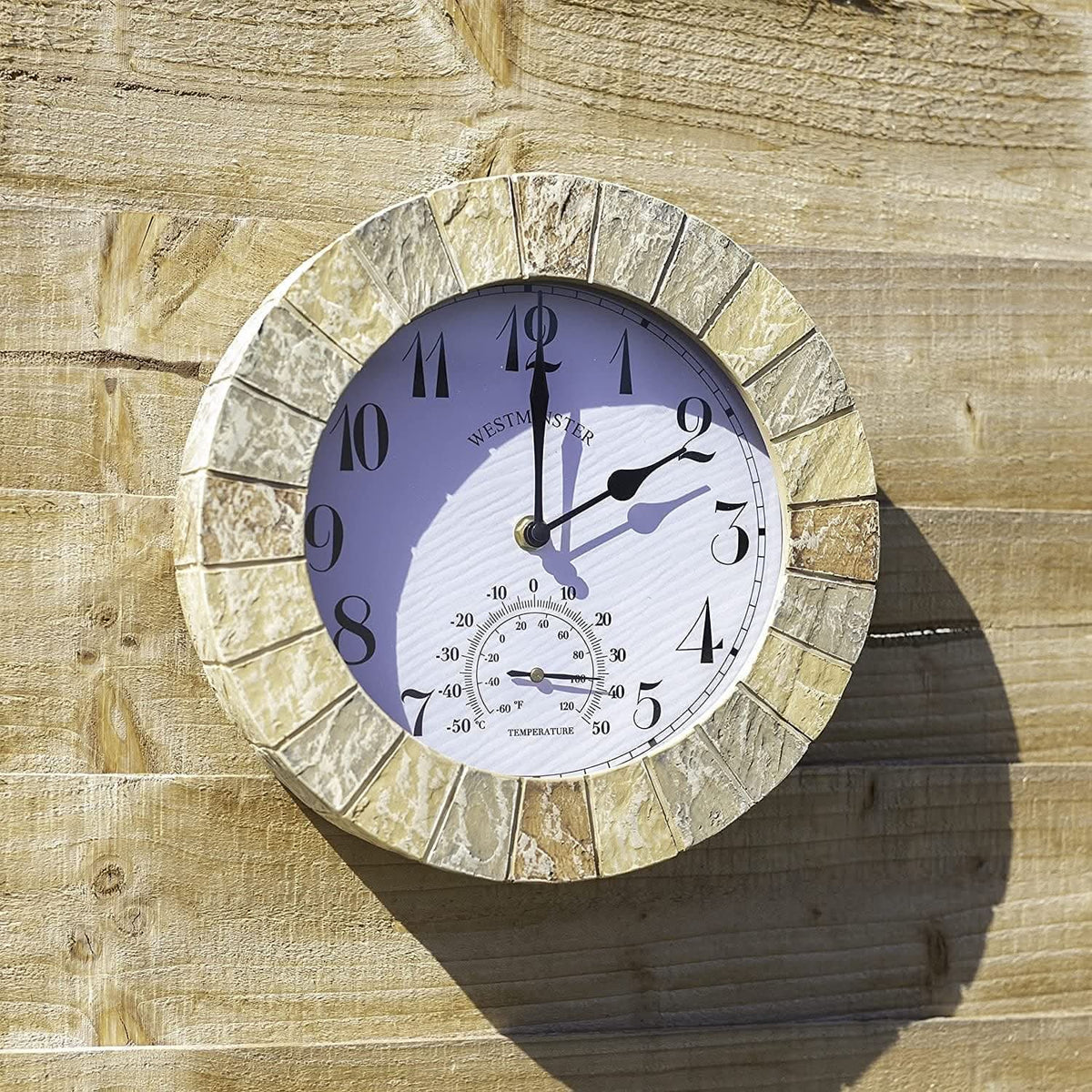 25cm Stonegate Garden Wall Clock & Thermometer