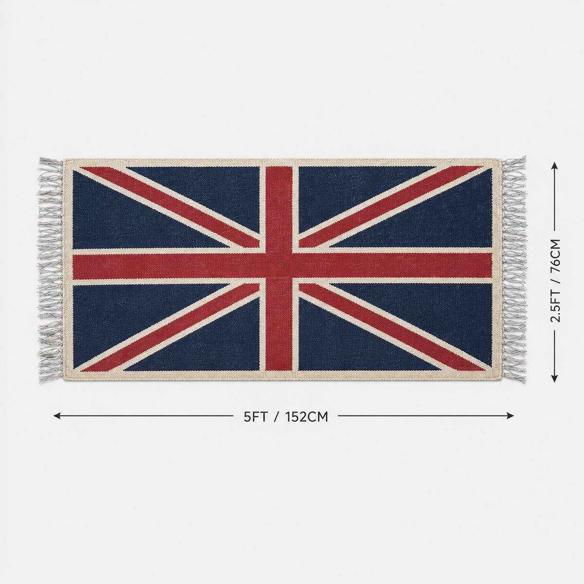 Reversible Union Jack Rug | Hand Knotted British Flag Jute Runner