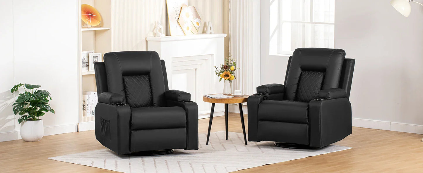 COMHOMA Recliner Armchair Rocker Reclining Chair with Massage & Heat Padded Seat Extended Footrest Oversized Swivel Lounge Sofa