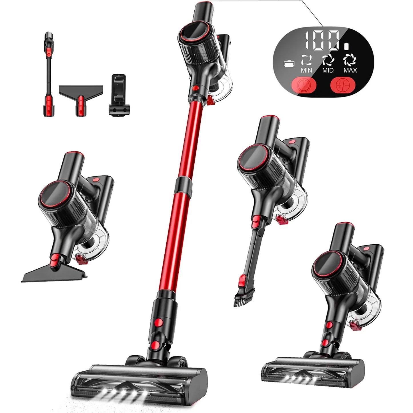 30Kpa 350W Handheld Cordless Vacuum Cleaner 8 IN 1 Powerful Suction Stick Vacuum 1.5L Dust Cup for Pet Hair/Carpet/Hard Floor