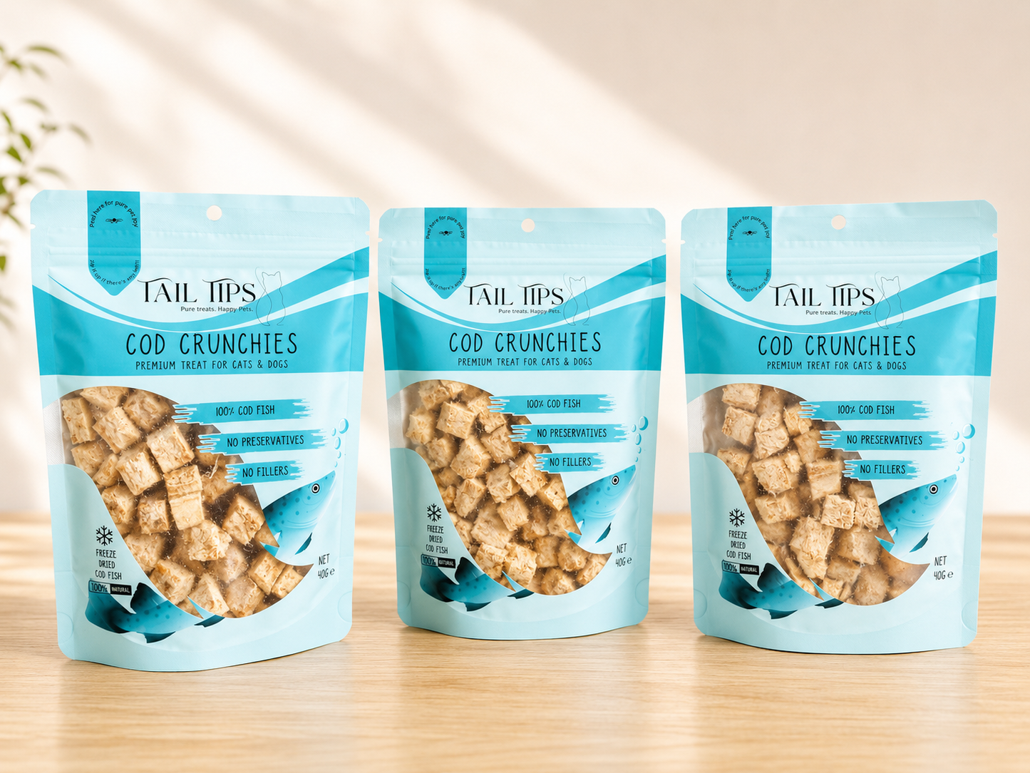 Cod Crunchies - 100% Freeze-Dried Cod Treats | Pure & Natural | Tail Tips UK | 40g pack