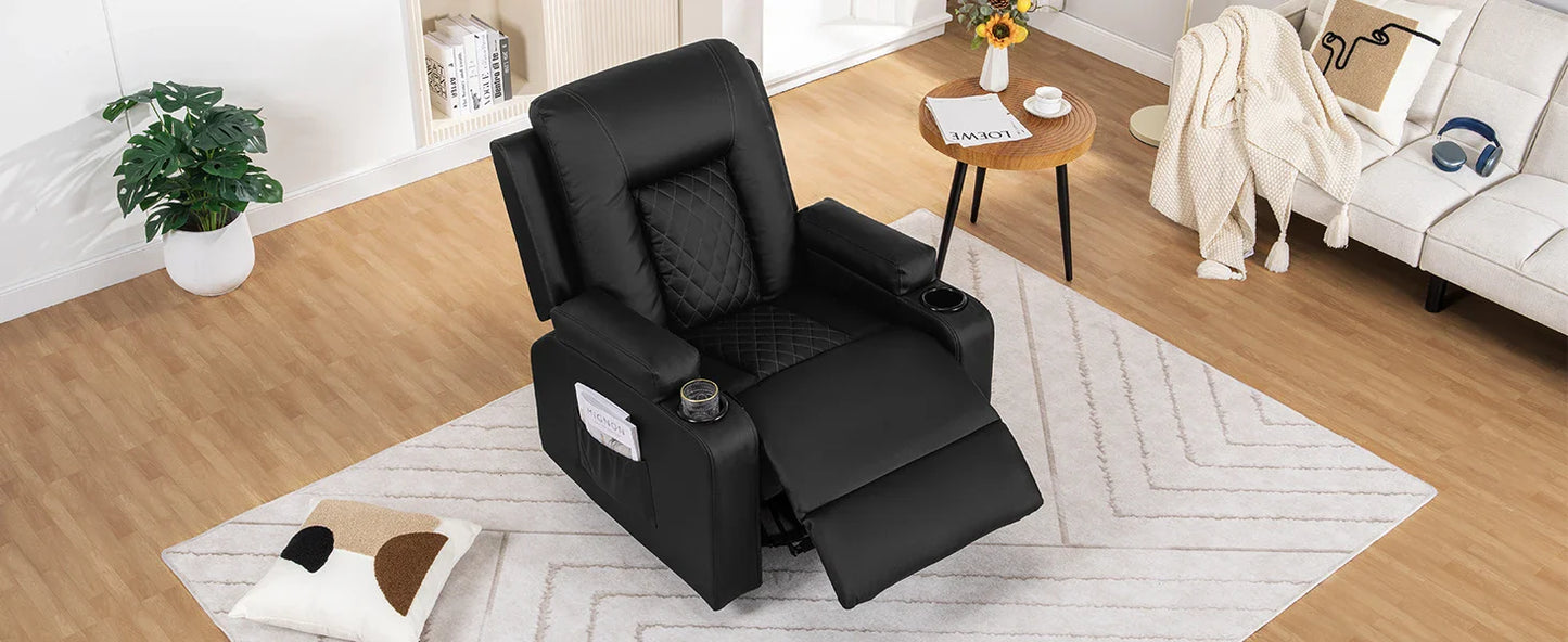 COMHOMA Recliner Armchair Rocker Reclining Chair with Massage & Heat Padded Seat Extended Footrest Oversized Swivel Lounge Sofa