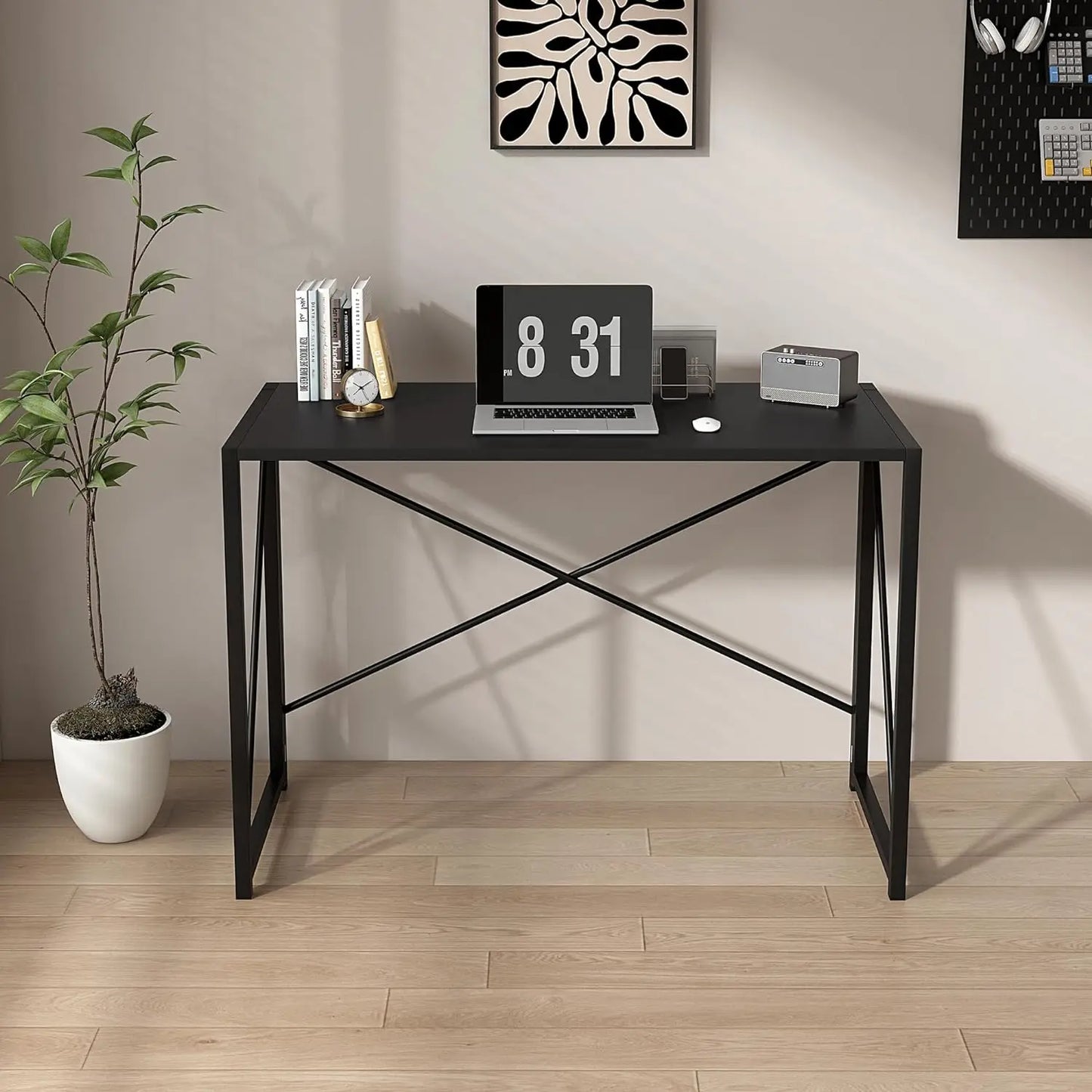 mcc direct Folding Desk Workstation Foldable Computer Desk for Office Home Study Writing Table No Assembly Miami-80cm