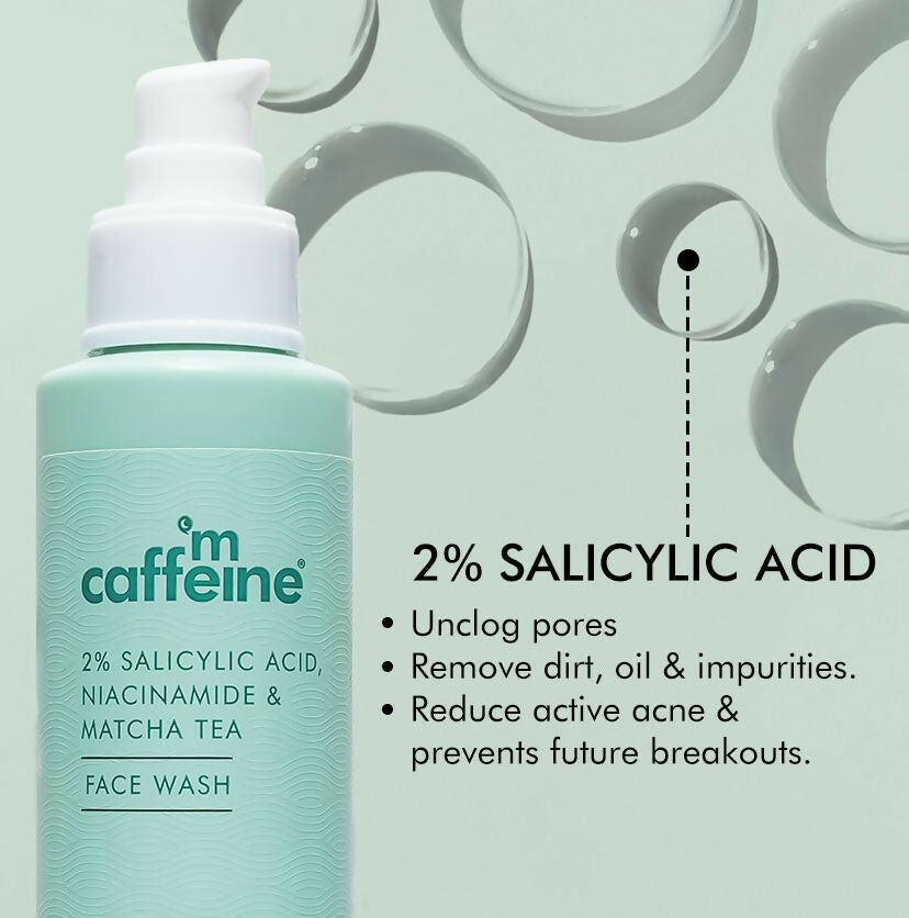 mCaffeine 2% Salicylic Acid Niacinamide & Matcha Tea Face Wash
