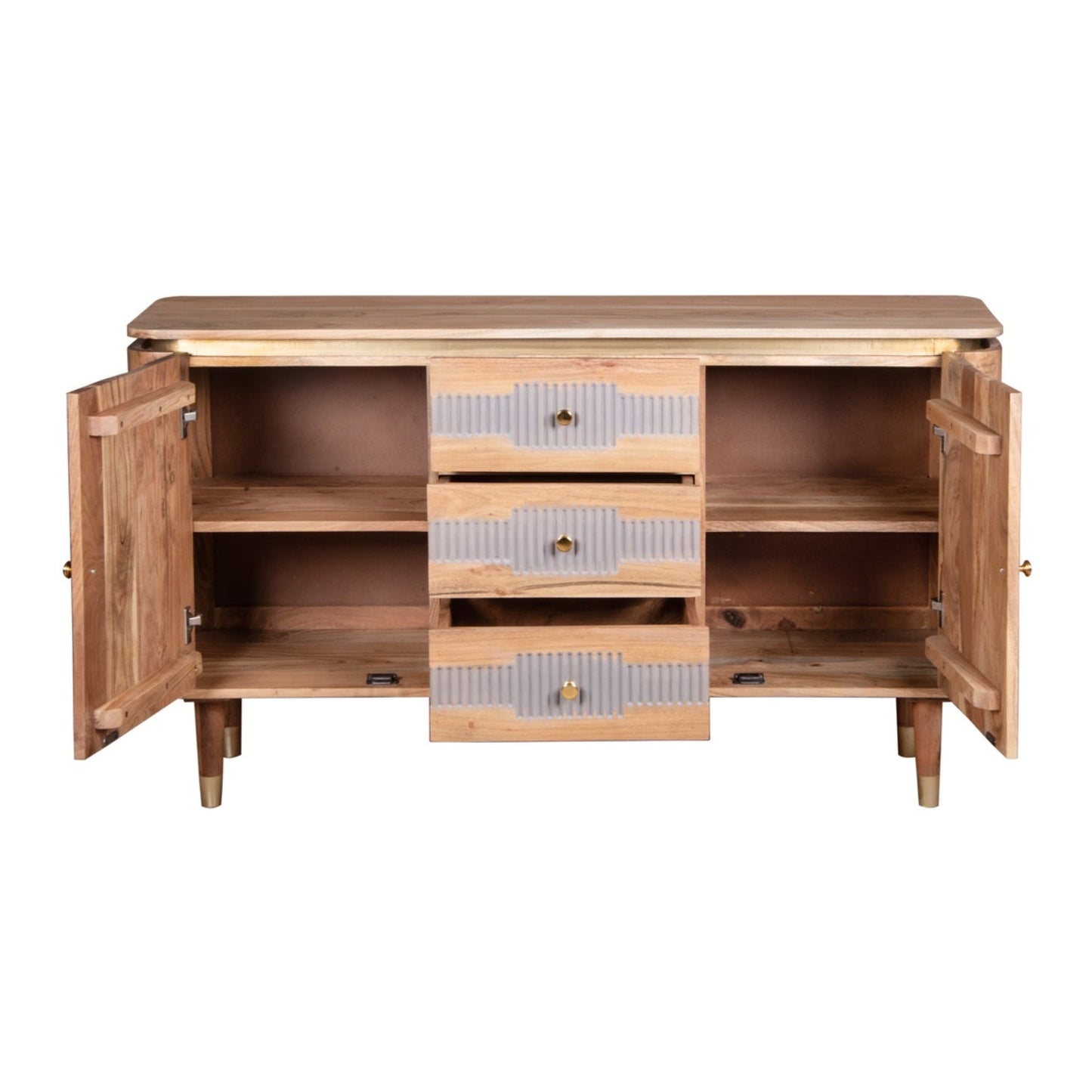 Berkley Acacia Wood 2 Doors 3 Drawers Sideboard
