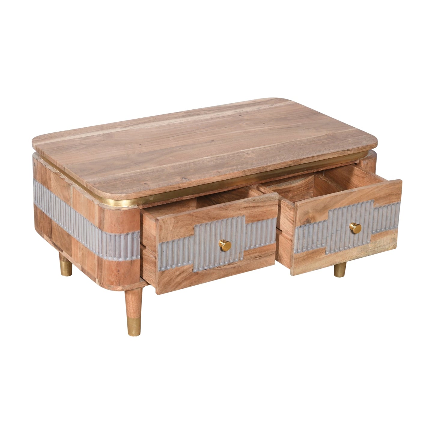 Berkley Acacia Wood 2 Drawers Coffee Table