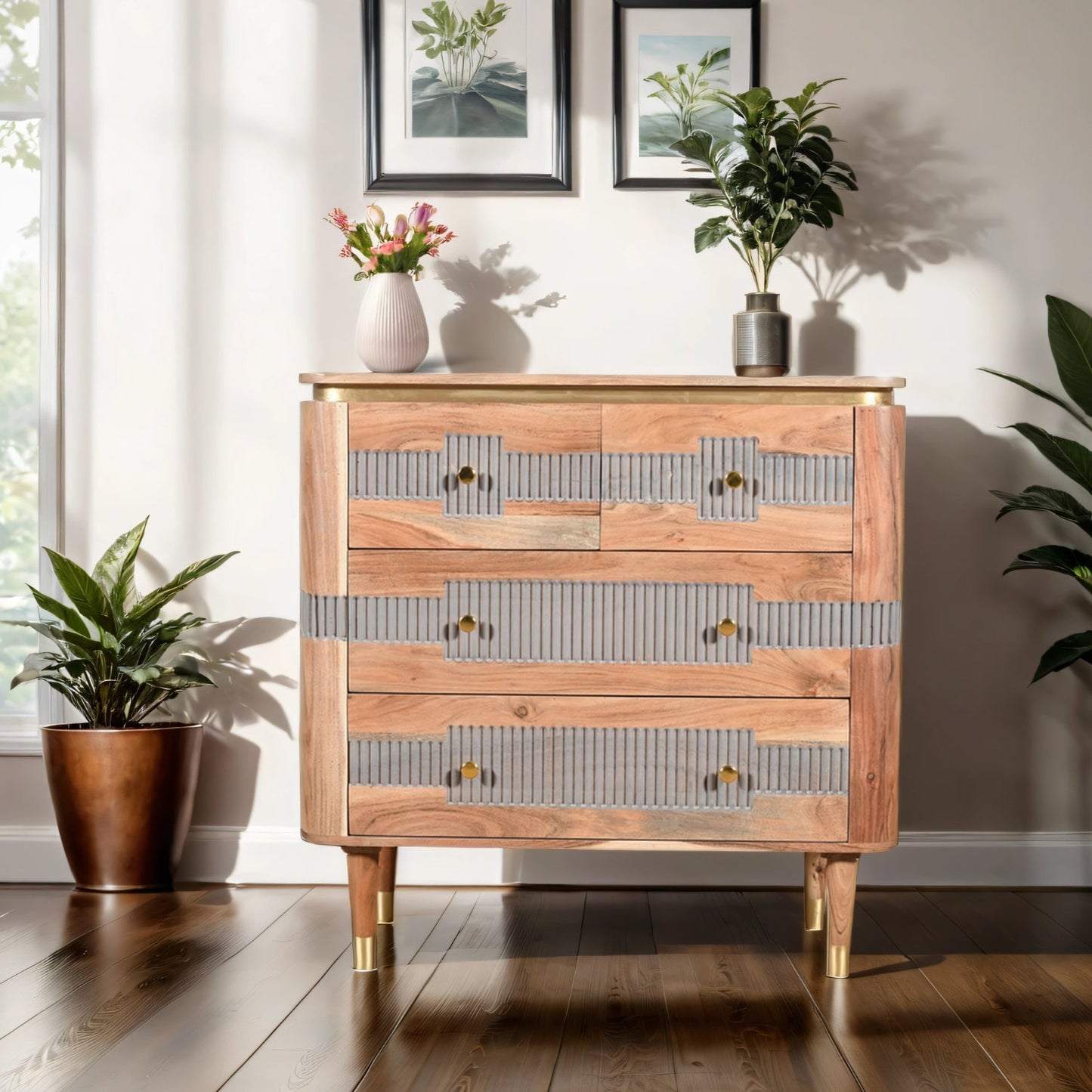 Berkley Acacia Wood 4 Drawers Chest