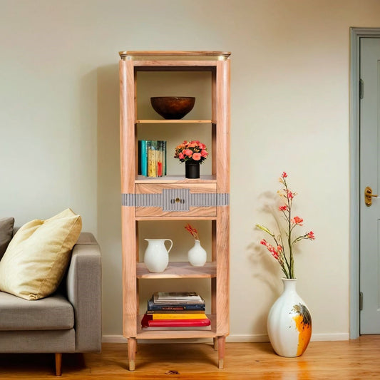 Berkley Acacia Wood 1 Drawers Open Bookcase