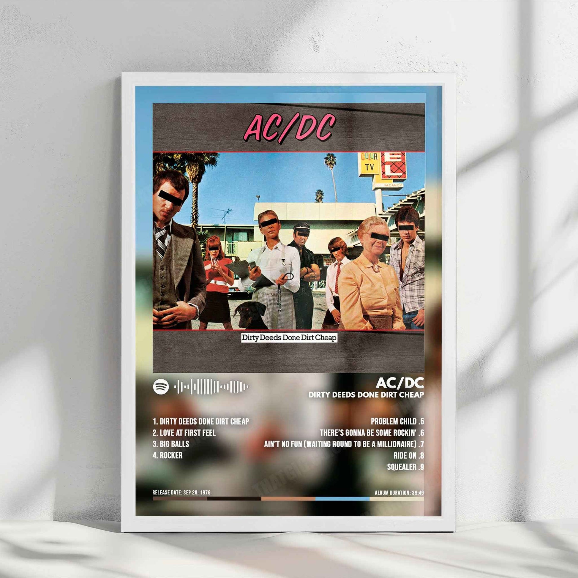 AC/DC "Dirty Deeds Done Dirt Cheap" Album Cover Poster - with Complete Tracklist