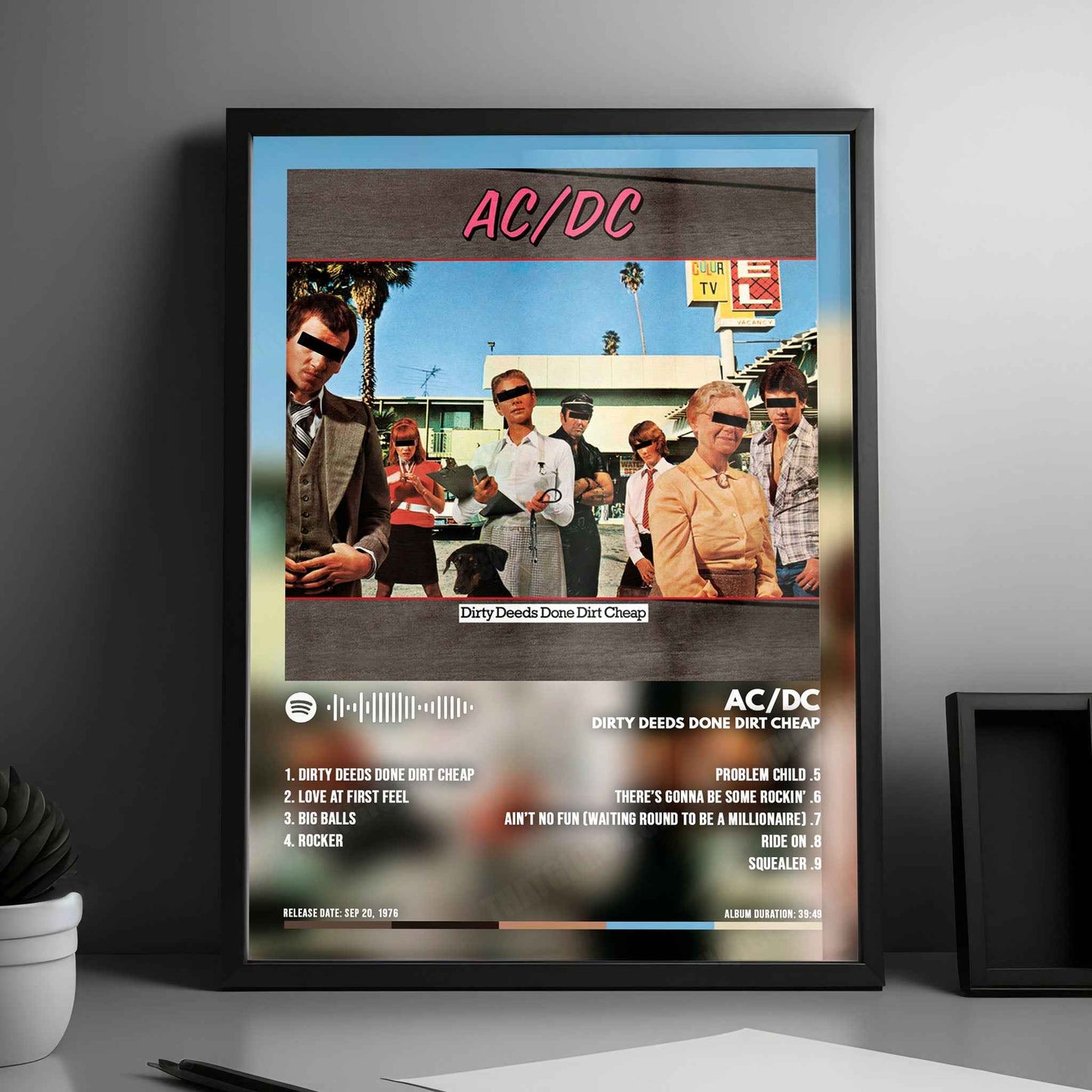 AC/DC "Dirty Deeds Done Dirt Cheap" Album Cover Poster - with Complete Tracklist