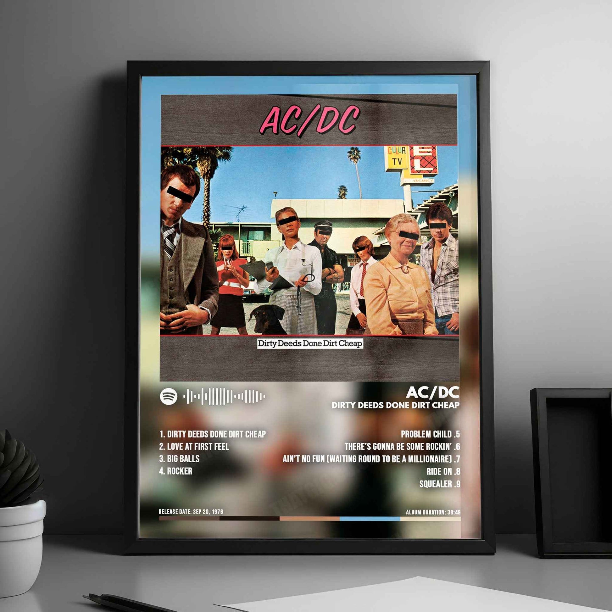 AC/DC "Dirty Deeds Done Dirt Cheap" Album Cover Poster - with Complete Tracklist