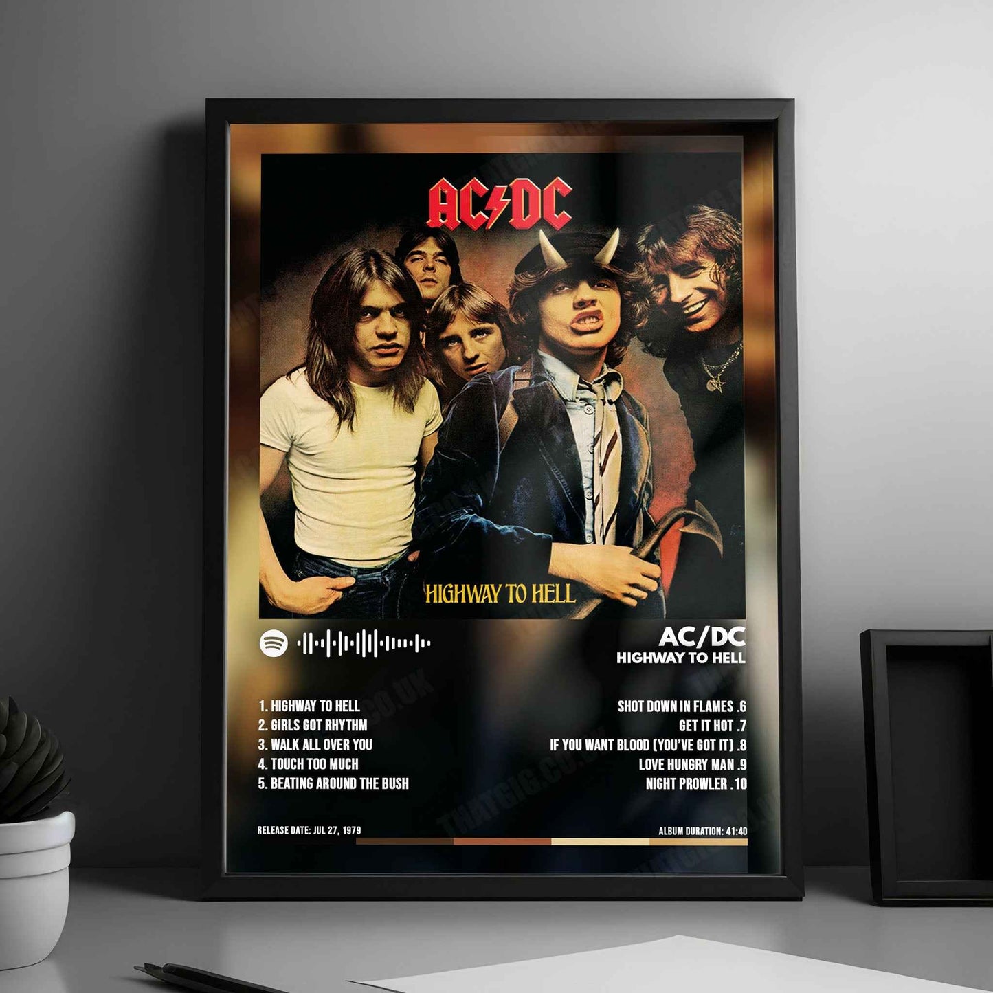 AC/DC "Highway to Hell" Album Cover Poster - with Complete Tracklist