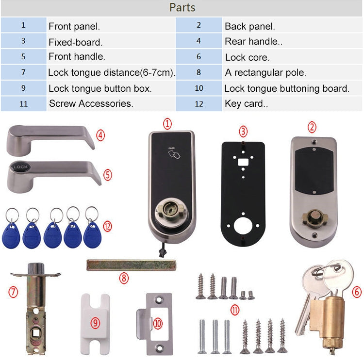 OS8818 Password + Key + Sensor Card Zinc Alloy Electronic Door Lock Touch Screen Electronic Code Lock