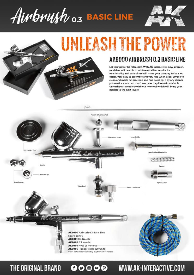 AK Interactive Dual Action Airbrush with 0.3mm Nozzle (AK9000)