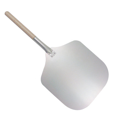 12" Aluminium Pizza Peel with Wooden Handle - Overall Length 52 Inches