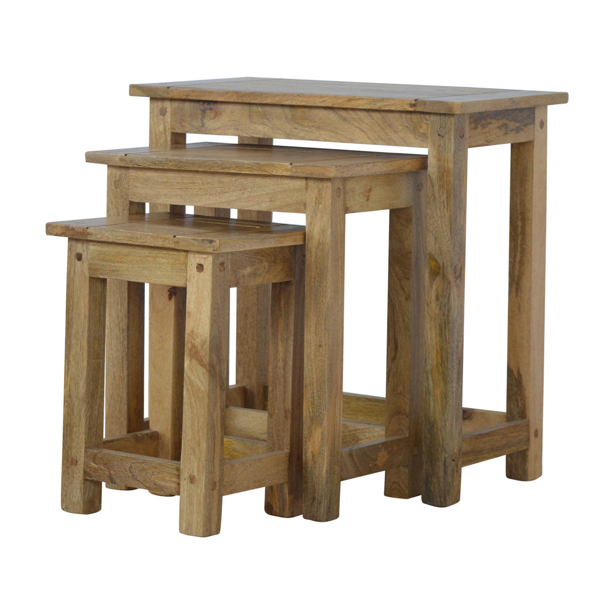 Solid Wood Stool Set of 3 Footstool