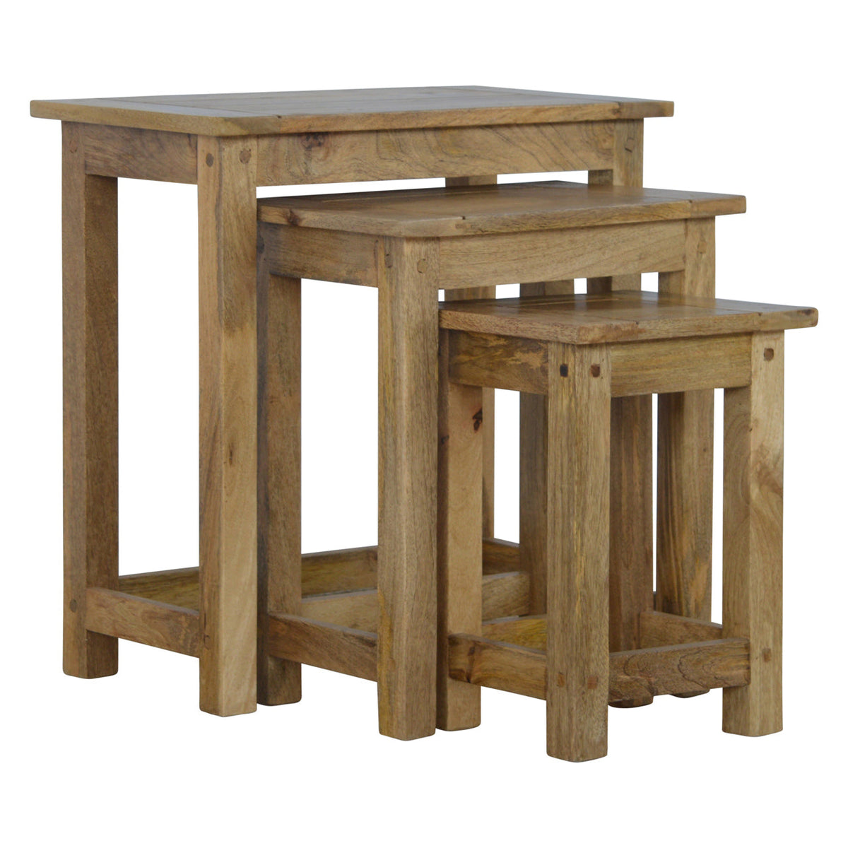 Solid Wood Stool Set of 3 Footstool
