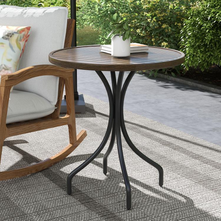 Φ66cm Galvanised Steel Garden Table - Brown