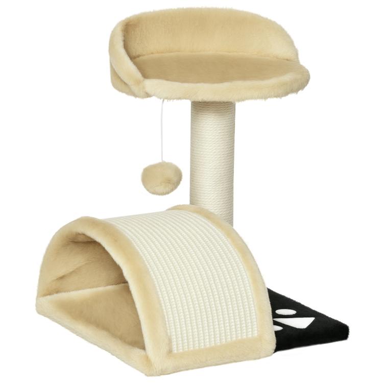 Cat Tree Scratching Scratcher Post Kitten Activity Centre Climber Hanging Ball Beige