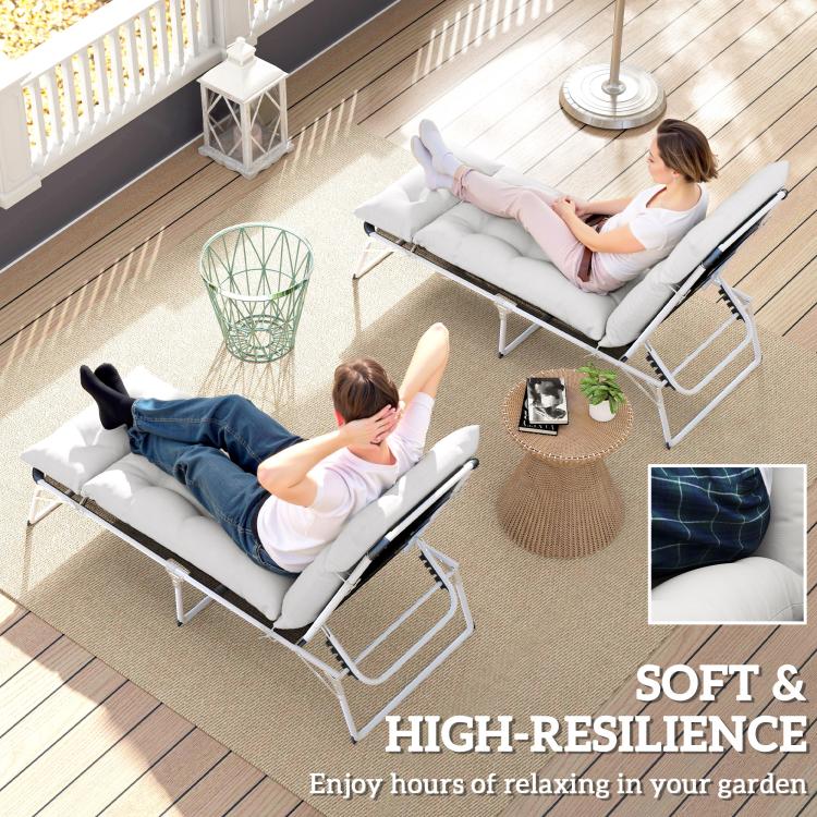 Set of Two 190 x 56cm Sun Lounger Cushions - Light Grey