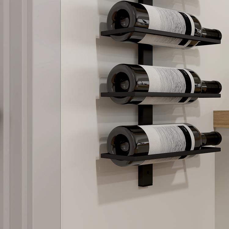 Wine Rack, Wall Mounted, 10 Tier Metal Wine Display Rack, Storage Holder for Kitchen, Dining Room, Bar, Cellar, Black