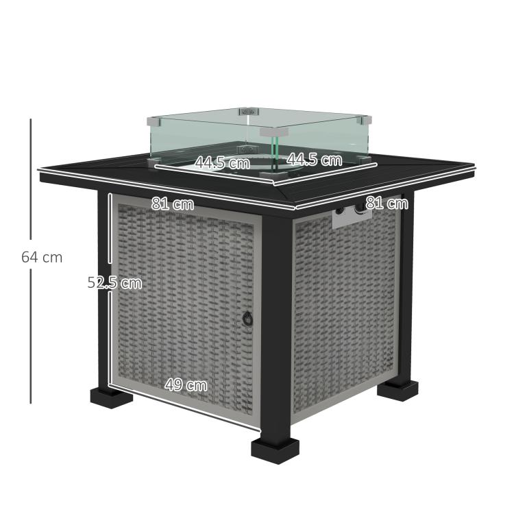 81 x 81cm 50,000 BTU Gas Fire Pit Table - Grey